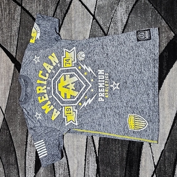 AMERICAN FIGHTER PREMIUM ATHLETICS YELLOW STITCH GRAPHIC DESIGN TEE-SHIRT - Picture 1 of 14